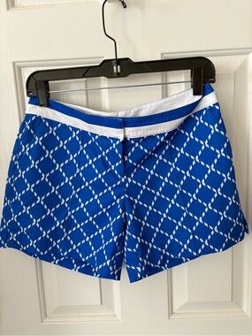 Slazenger Blue and White Geometric Women’s High-Waist Shorts